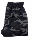 Mens Camouflage Track Pants Fleece Lined Jogger Camo Sweatpants Trackies - Black/Grey - Small/Medium (28""-32"")
