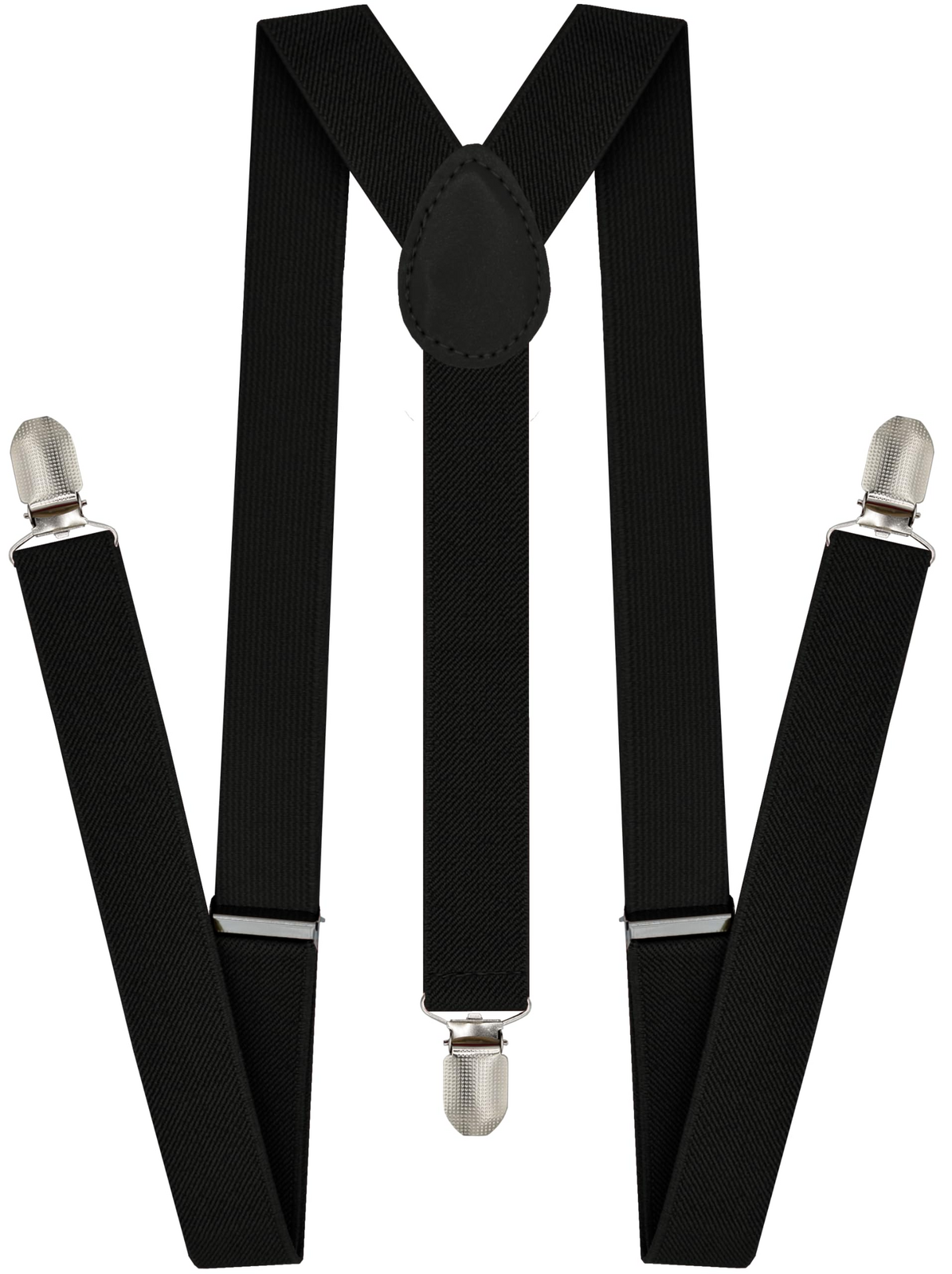 Men's Accessories: Mens Suspenders Braces Adjustable Strong Clip On Elastic Formal Wedding Slim - Black