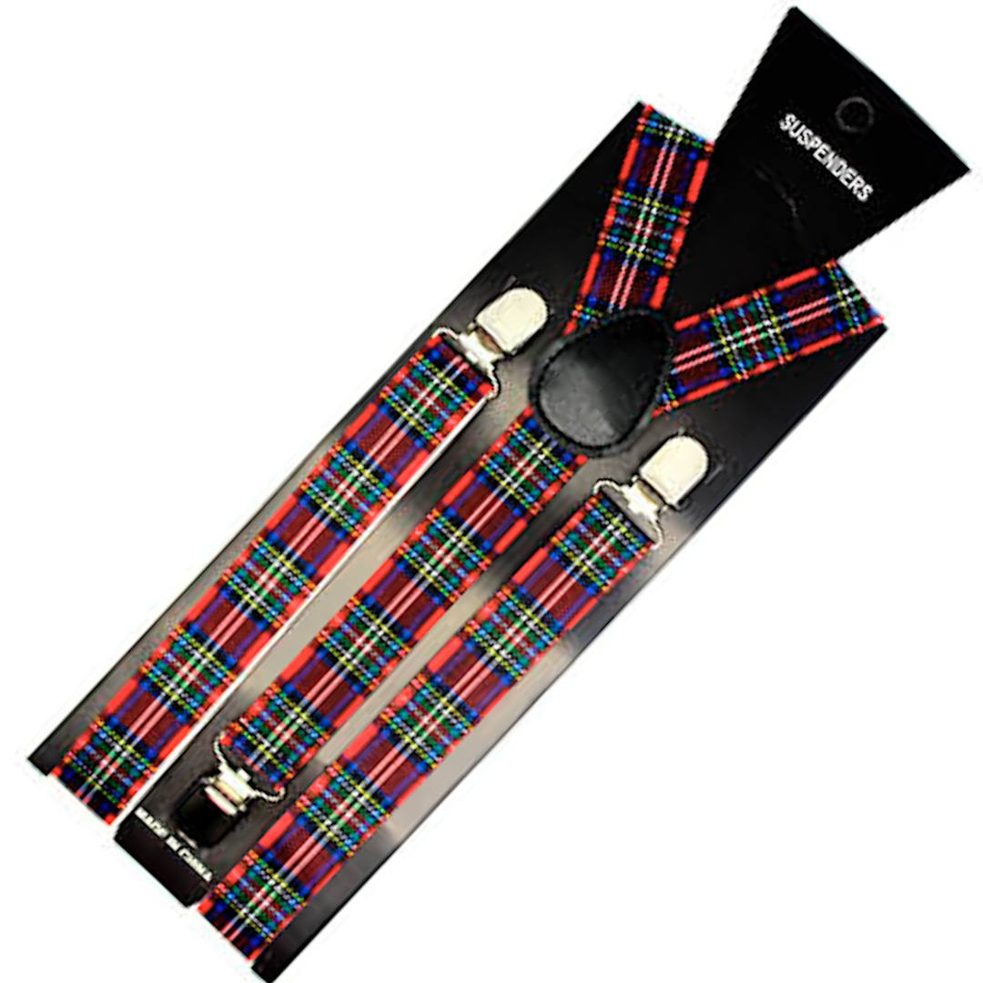 Men's Accessories: Mens Suspenders Braces Adjustable Strong Clip On Elastic Formal Wedding Slim - Tartan 2