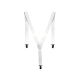 Men's Accessories: Mens Suspenders Braces Adjustable Strong Clip On Elastic Formal Wedding Slim - White