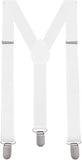 Men's Accessories: Mens Suspenders Braces Adjustable Strong Clip On Elastic Formal Wedding Slim - White