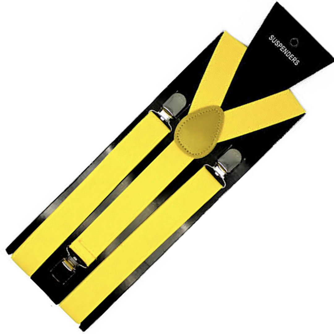 Men's Accessories: Mens Suspenders Braces Adjustable Strong Clip On Elastic Formal Wedding Slim - Yellow