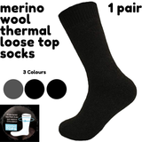 Men's Underwear & Socks: Merino Wool Mens Loose Top Thermal Socks Diabetic Comfort Circulation - 1 Pair - Grey - 7-11