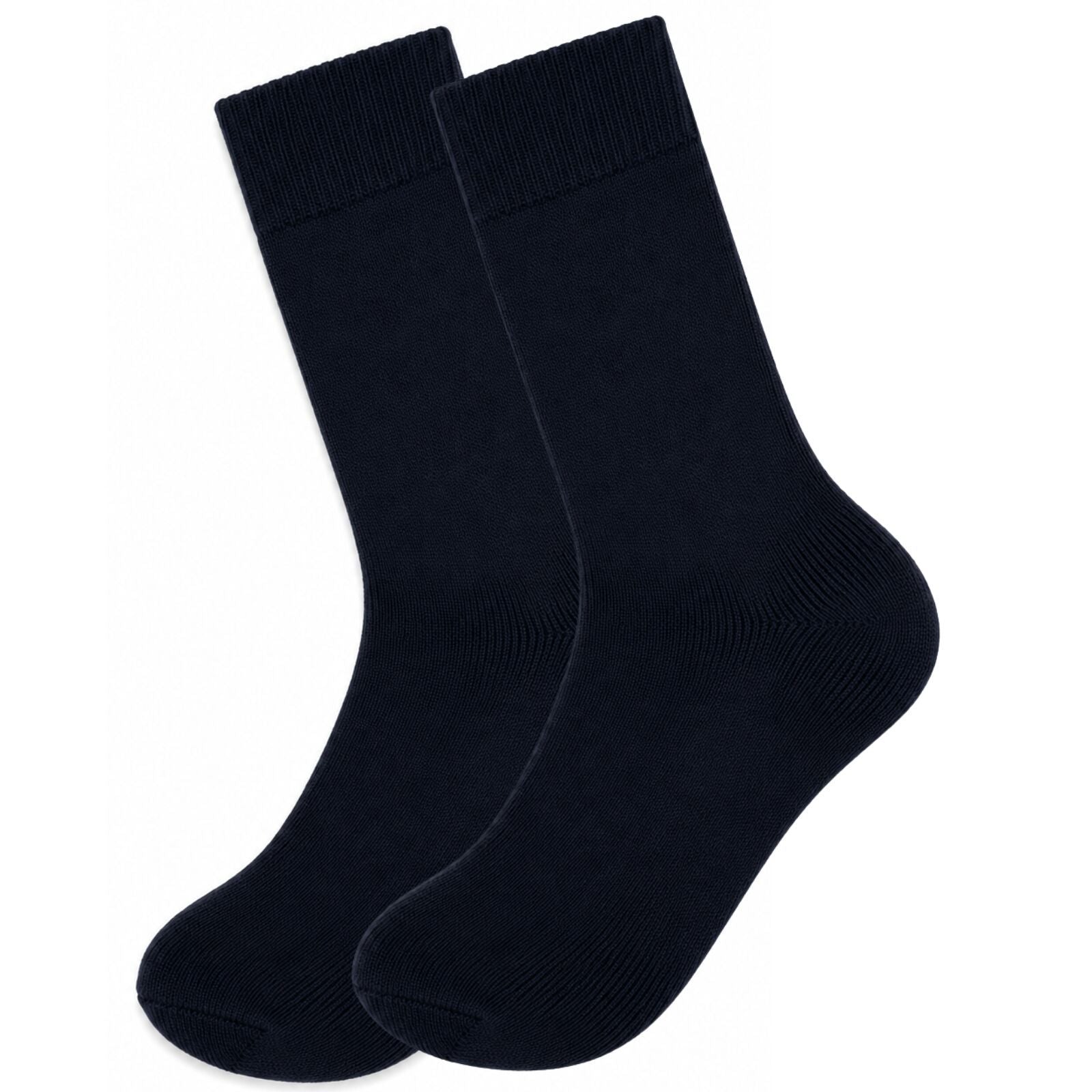 Merino Wool Mens Thermal Diabetic Socks Loose Top Circulation 1 Pair - Navy - 11-14