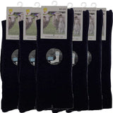 Merino Wool Mens Thermal Diabetic Socks Loose Top Circulation 6 Pairs - Navy - 11-14