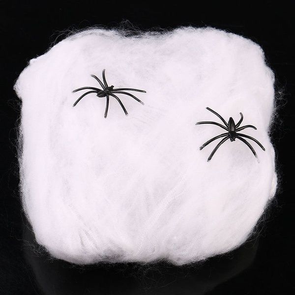 6x HALLOWEEN STRETCHABLE SPIDER WEBS Spooky Decoration with Spiders Party Decor Ghost