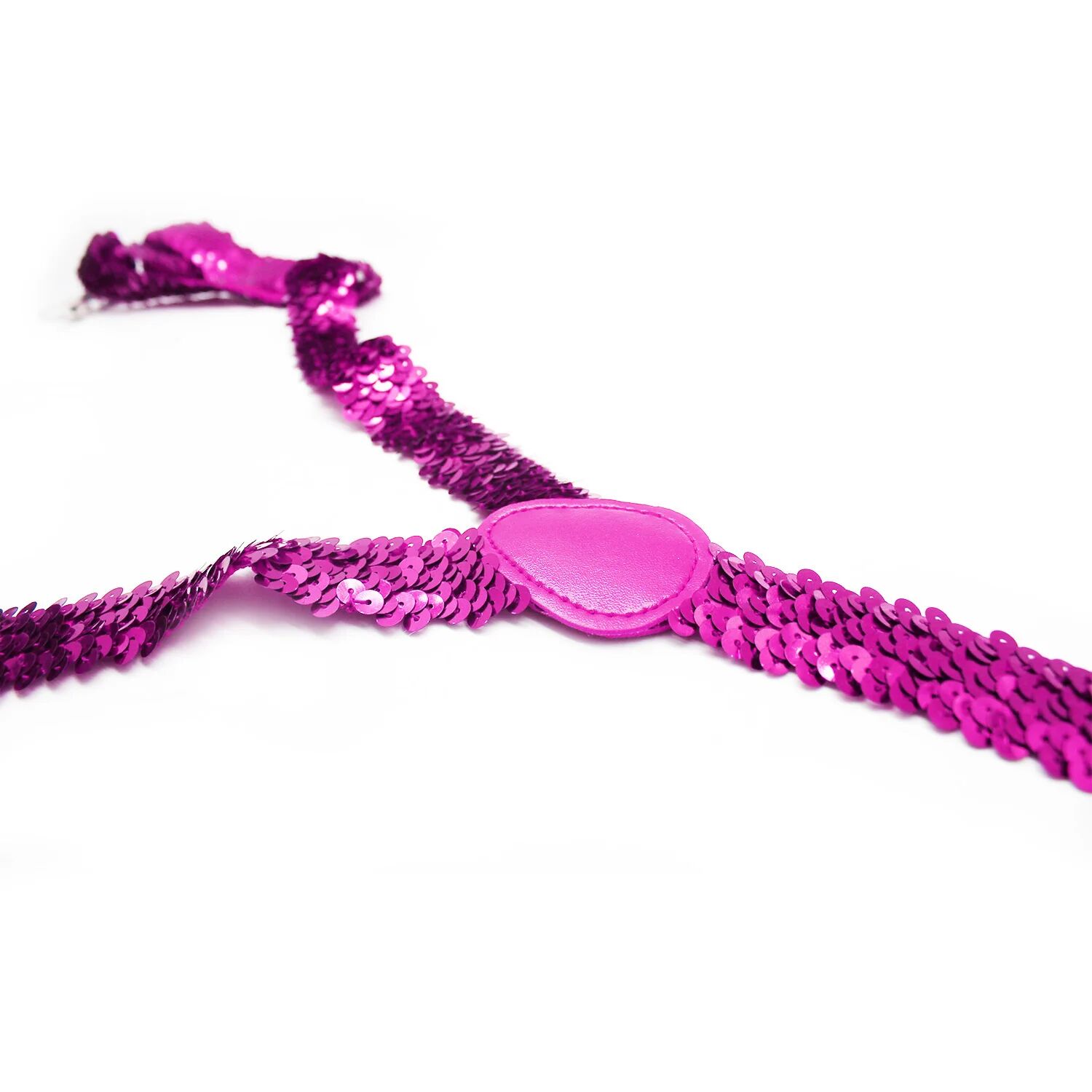Men's Accessories: SEQUIN SUSPENDERS Unisex Adjustable Braces Clip On Elastic Y-Back  - Hot Pink