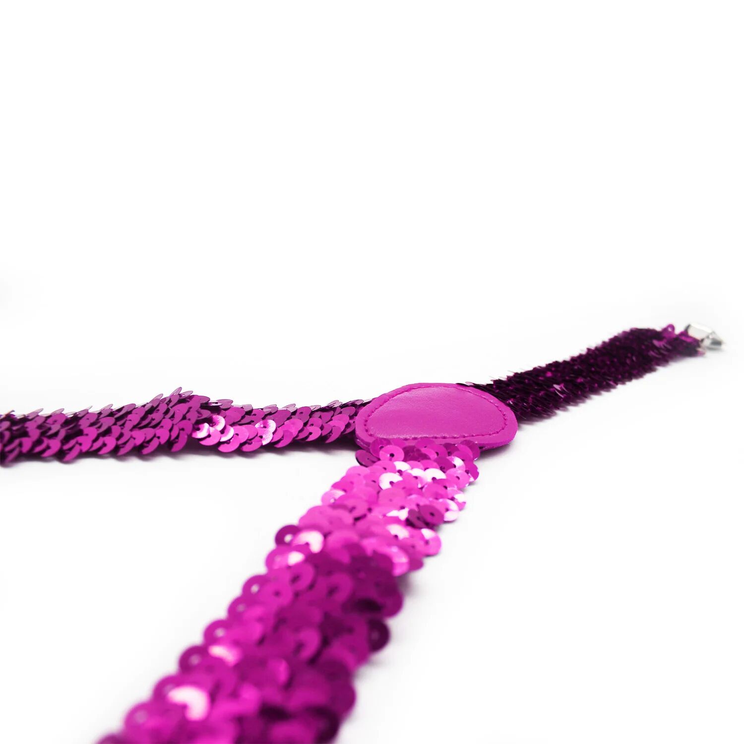 Men's Accessories: SEQUIN SUSPENDERS Unisex Adjustable Braces Clip On Elastic Y-Back  - Hot Pink