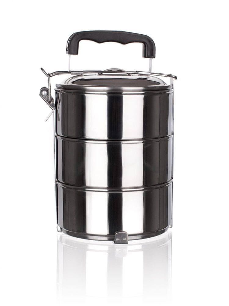 Kid's Lunch Boxes & Bags: Stackable 3-Tier Stainless Steel Lunch Bento Box Tiffin Storage Pot - 23cm x 15cm