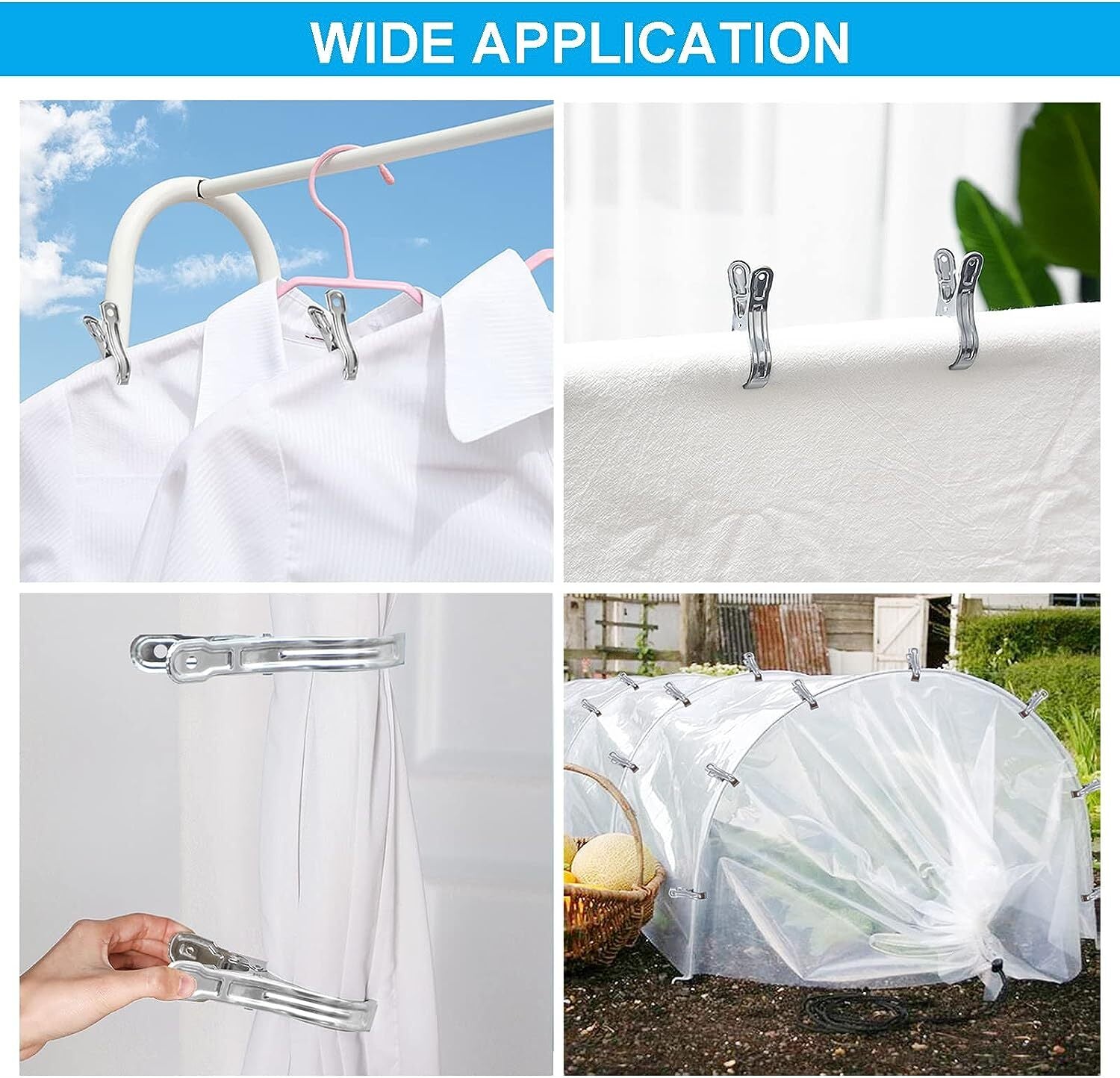 Drying Racks & Hangers: 6x STAINLESS STEEL CLOTHES PEGS Laundry Clips Washing Line Clothespin