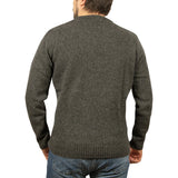 Mens 100% Shetland Ragg Wool Round Neck Knit Jumper Pullover Crew Sweater - Charcoal (29) - 6XL