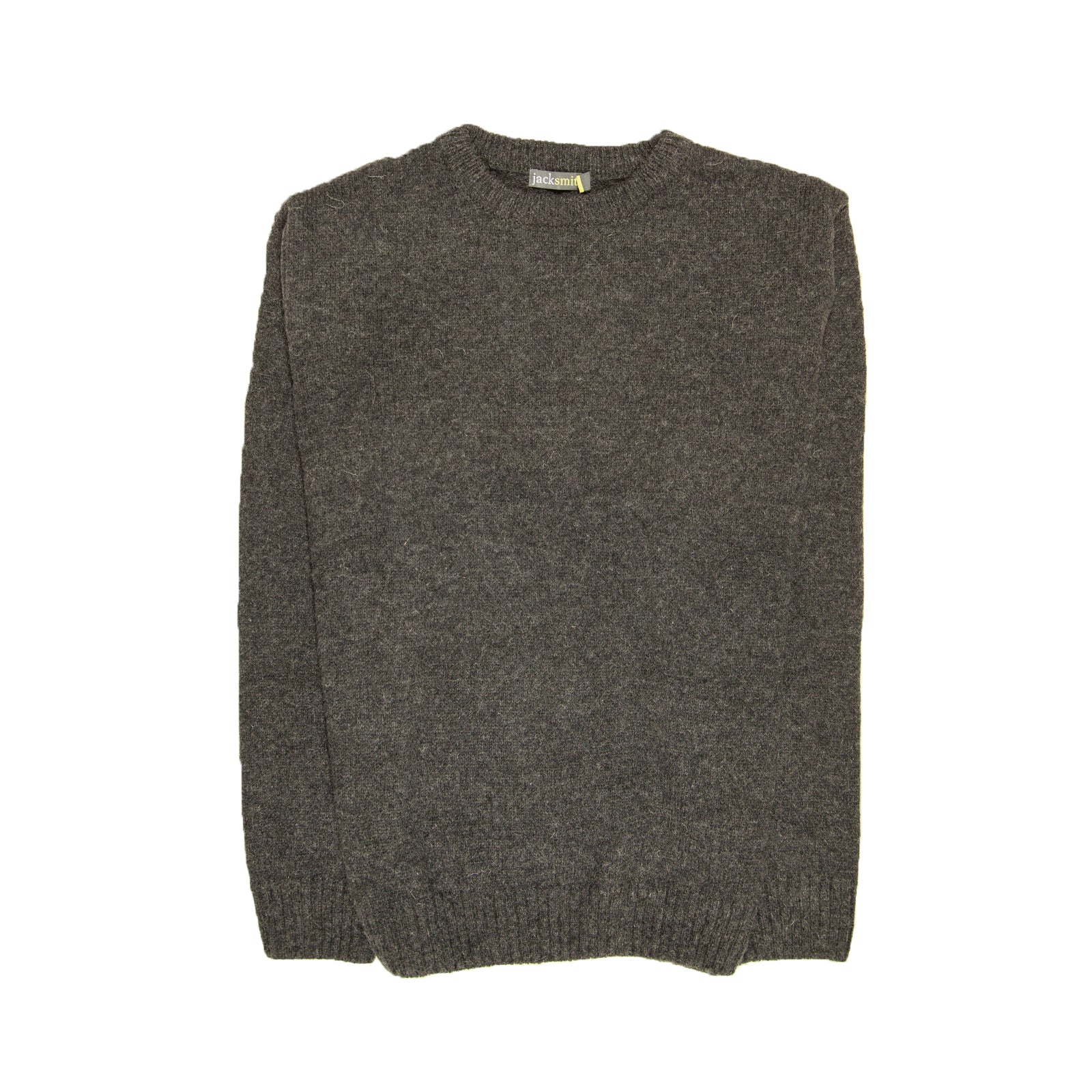 Mens 100% Shetland Ragg Wool Round Neck Knit Jumper Pullover Crew Sweater - Charcoal (29) - L