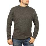 Mens 100% Shetland Ragg Wool Round Neck Knit Jumper Pullover Crew Sweater - Charcoal (29) - XXL