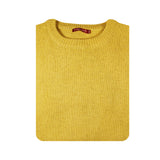 100% SHETLAND RAGG WOOL CREW Round Neck Knit JUMPER Pullover Mens Sweater Knitted - Corn (14) - L