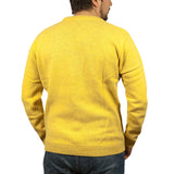 100% SHETLAND RAGG WOOL CREW Round Neck Knit JUMPER Pullover Mens Sweater Knitted - Corn (14) - L