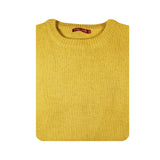 100% SHETLAND RAGG WOOL CREW Round Neck Knit JUMPER Pullover Mens Sweater Knitted - Corn (14) - XL