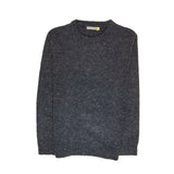 100% SHETLAND RAGG WOOL CREW Round Neck Knit JUMPER Pullover Mens Sweater Knitted - Navy - 4XL