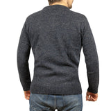 100% SHETLAND RAGG WOOL CREW Round Neck Knit JUMPER Pullover Mens Sweater Knitted - Navy - S