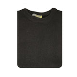 100% SHETLAND RAGG WOOL CREW Round Neck Knit JUMPER Pullover Mens Sweater Knitted - Plain Black - 3XL