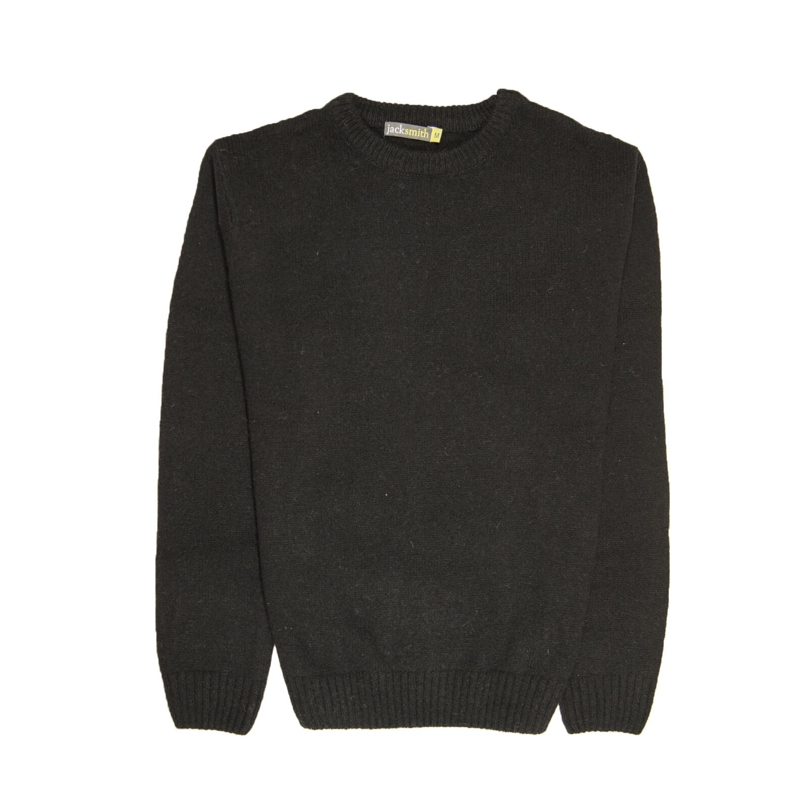 Men's Sweats & Trackpants: 100% SHETLAND RAGG WOOL CREW Round Neck Knit JUMPER Pullover Mens Sweater Knitted - Plain Black - 4XL