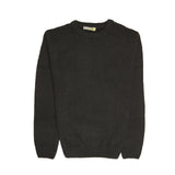100% SHETLAND RAGG WOOL CREW Round Neck Knit JUMPER Pullover Mens Sweater Knitted - Plain Black - XXL