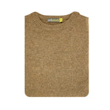100% SHETLAND RAGG WOOL CREW Round Neck Knit JUMPER Pullover Mens Sweater Knitted - Nutmeg - 4XL