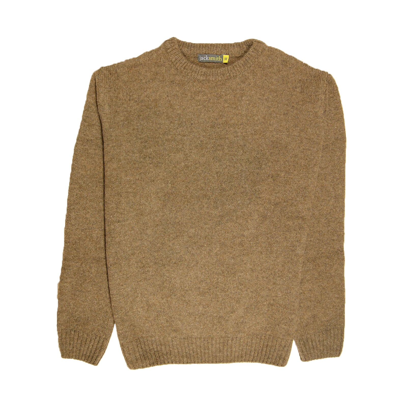 100% SHETLAND RAGG WOOL CREW Round Neck Knit JUMPER Pullover Mens Sweater Knitted - Nutmeg - 6XL