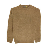 100% SHETLAND RAGG WOOL CREW Round Neck Knit JUMPER Pullover Mens Sweater Knitted - Nutmeg - XXL