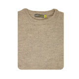 100% SHETLAND RAGG WOOL CREW Round Neck Knit JUMPER Pullover Mens Sweater Knitted - Beige - 4XL