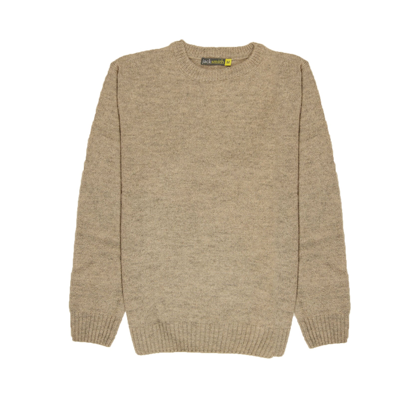 100% SHETLAND RAGG WOOL CREW Round Neck Knit JUMPER Pullover Mens Sweater Knitted - Beige - 5XL