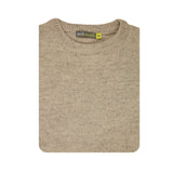 100% SHETLAND RAGG WOOL CREW Round Neck Knit JUMPER Pullover Mens Sweater Knitted - Beige - M