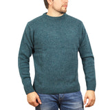 100% SHETLAND RAGG WOOL CREW Round Neck Knit JUMPER Pullover Mens Sweater Knitted - Sherwood - L