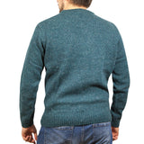 100% SHETLAND RAGG WOOL CREW Round Neck Knit JUMPER Pullover Mens Sweater Knitted - Sherwood - M