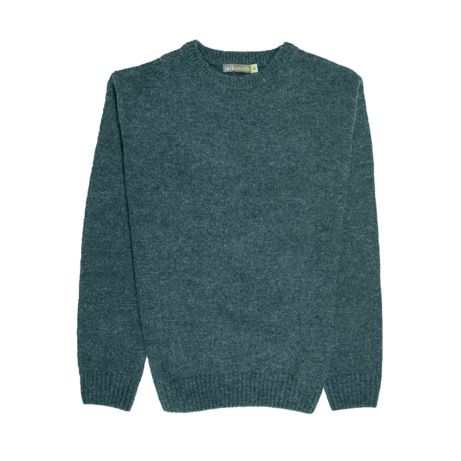 100% SHETLAND RAGG WOOL CREW Round Neck Knit JUMPER Pullover Mens Sweater Knitted - Sherwood - M