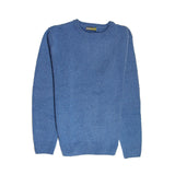100% SHETLAND RAGG WOOL CREW Round Neck Knit JUMPER Pullover Mens Sweater Knitted - Sky - 5XL