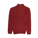 100% SHETLAND RAGG WOOL Half Zip Up Knit JUMPER Pullover Mens Sweater Knitted - Burgundy (97) - L