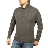 100% SHETLAND RAGG WOOL Half Zip Up Knit JUMPER Pullover Mens Sweater Knitted - Charcoal (29) - 3XL