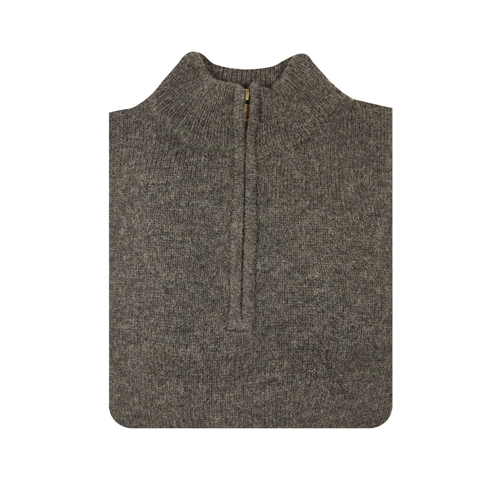 100% SHETLAND RAGG WOOL Half Zip Up Knit JUMPER Pullover Mens Sweater Knitted - Charcoal - M