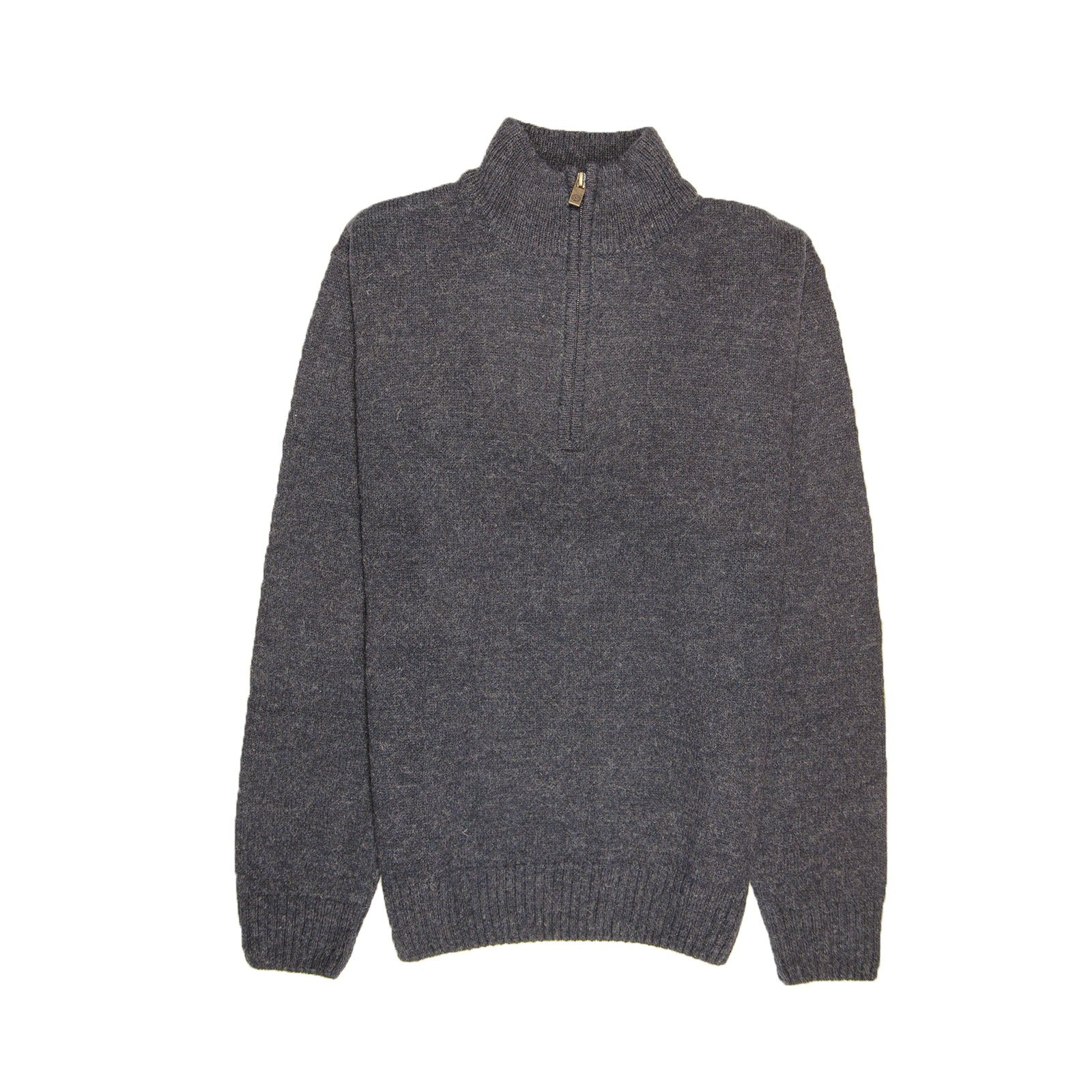 100% SHETLAND RAGG WOOL Half Zip Up Knit JUMPER Pullover Mens Sweater Knitted - Denim Blue (45) - 3XL - 5XL