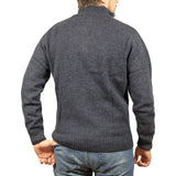 100% SHETLAND RAGG WOOL Half Zip Up Knit JUMPER Pullover Mens Sweater Knitted - Denim Blue (45) - M
