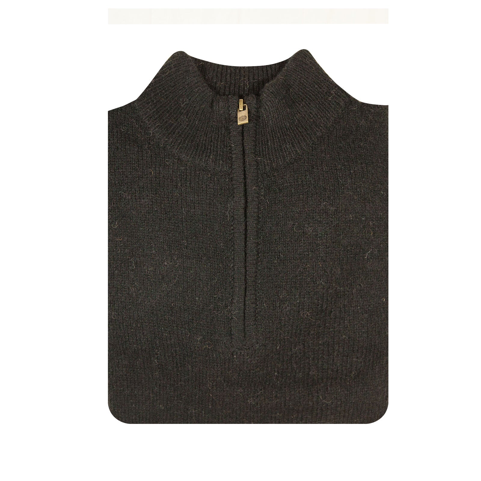 100% SHETLAND RAGG WOOL Half Zip Up Knit JUMPER Pullover Mens Sweater Knitted - Plain Black - 5XL