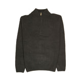 100% SHETLAND RAGG WOOL Half Zip Up Knit JUMPER Pullover Mens Sweater Knitted - Plain Black - XL
