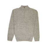 100% SHETLAND RAGG WOOL Half Zip Up Knit JUMPER Pullover Mens Sweater Knitted - Grey (21) - M