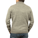 100% SHETLAND RAGG WOOL Half Zip Up Knit JUMPER Pullover Mens Sweater Knitted - Grey (21) - M