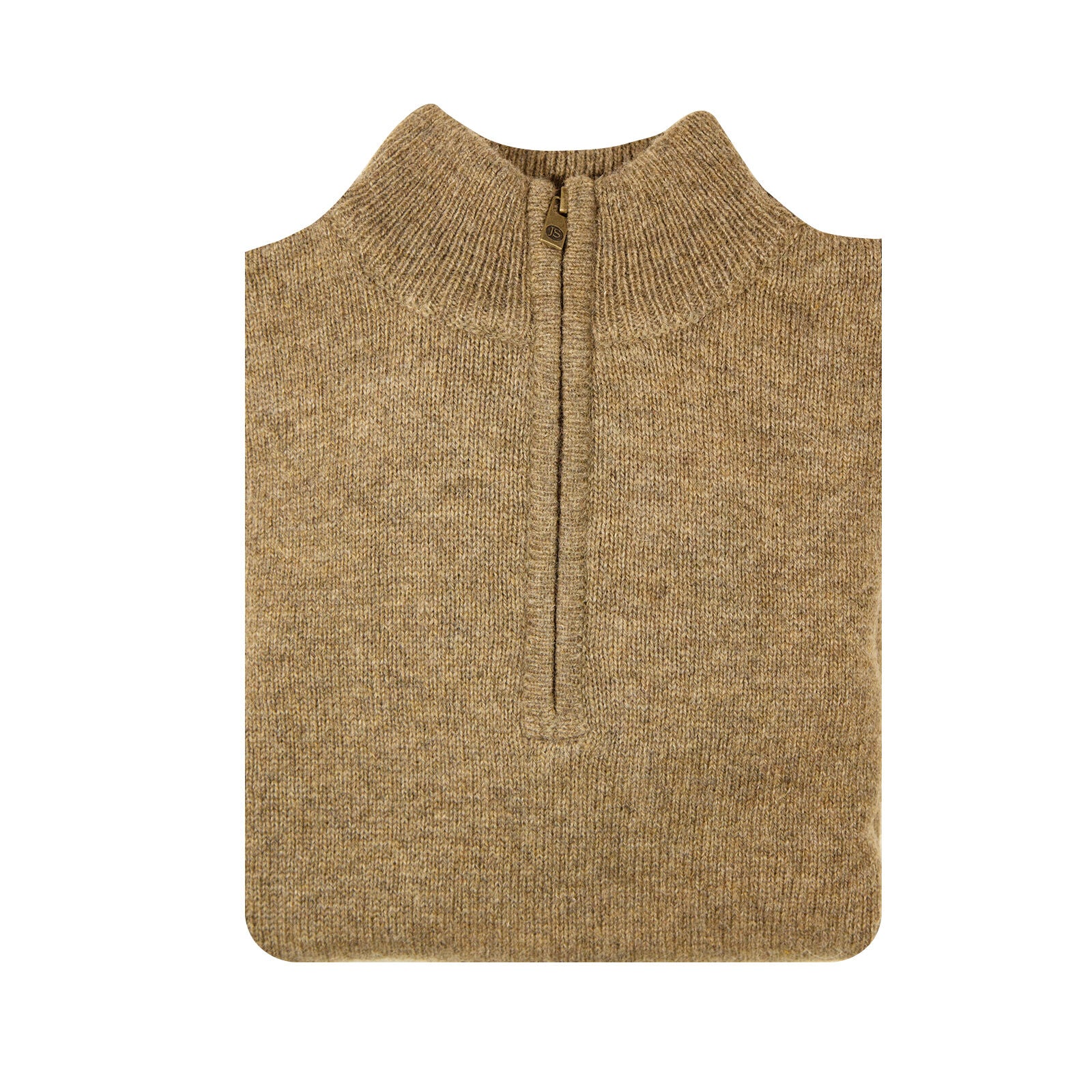 Men's Sweats & Trackpants: 100% SHETLAND RAGG WOOL Half Zip Up Knit JUMPER Pullover Mens Sweater Knitted - Nutmeg - XXL