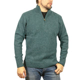 100% SHETLAND RAGG WOOL Half Zip Up Knit JUMPER Pullover Mens Sweater Knitted - Sherwood (32) - 4XL