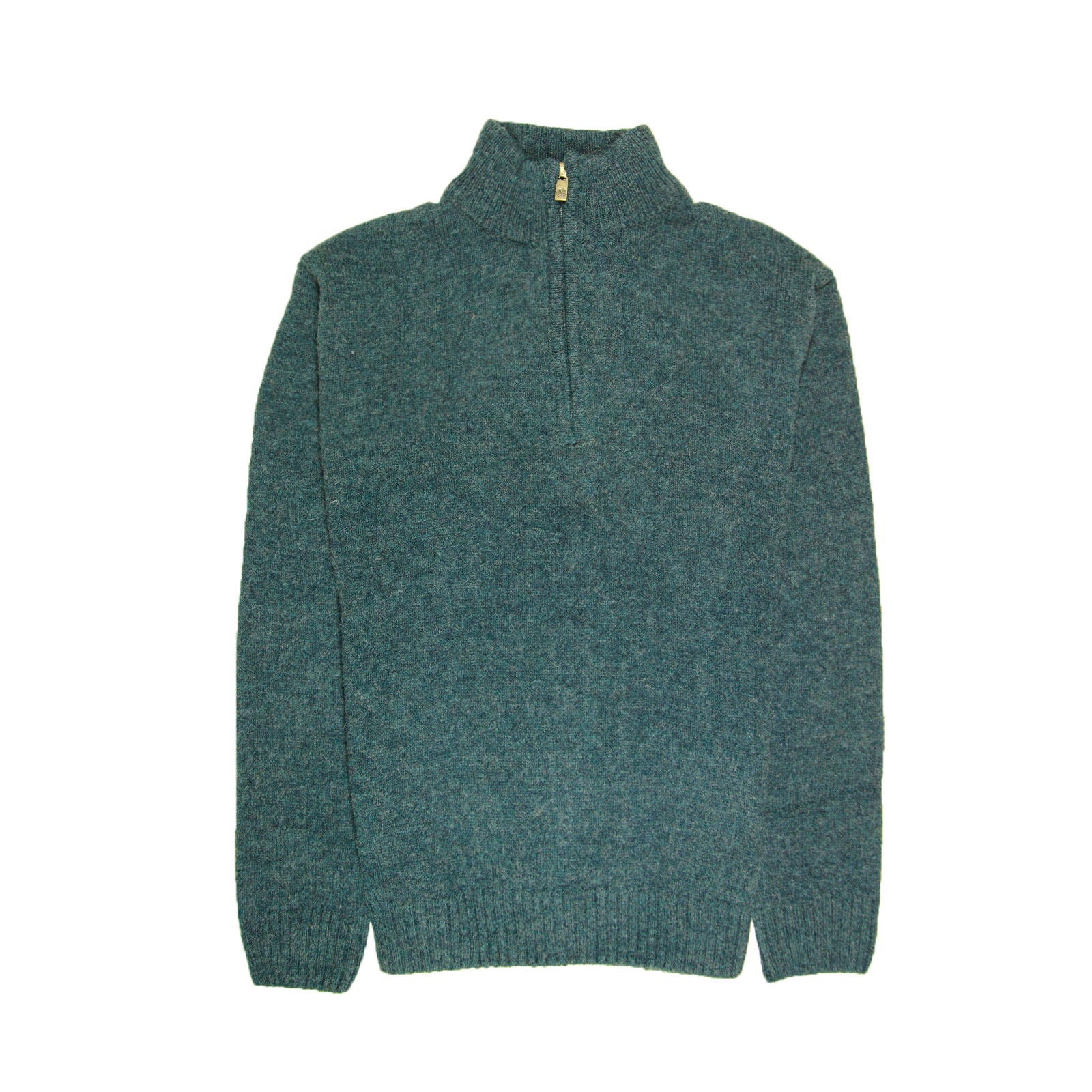 100% SHETLAND RAGG WOOL Half Zip Up Knit JUMPER Pullover Mens Sweater Knitted - Sherwood - 4XL