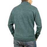 100% SHETLAND RAGG WOOL Half Zip Up Knit JUMPER Pullover Mens Sweater Knitted - Sherwood - S