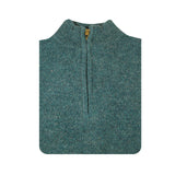 100% SHETLAND RAGG WOOL Half Zip Up Knit JUMPER Pullover Mens Sweater Knitted - Sherwood (32) - XL
