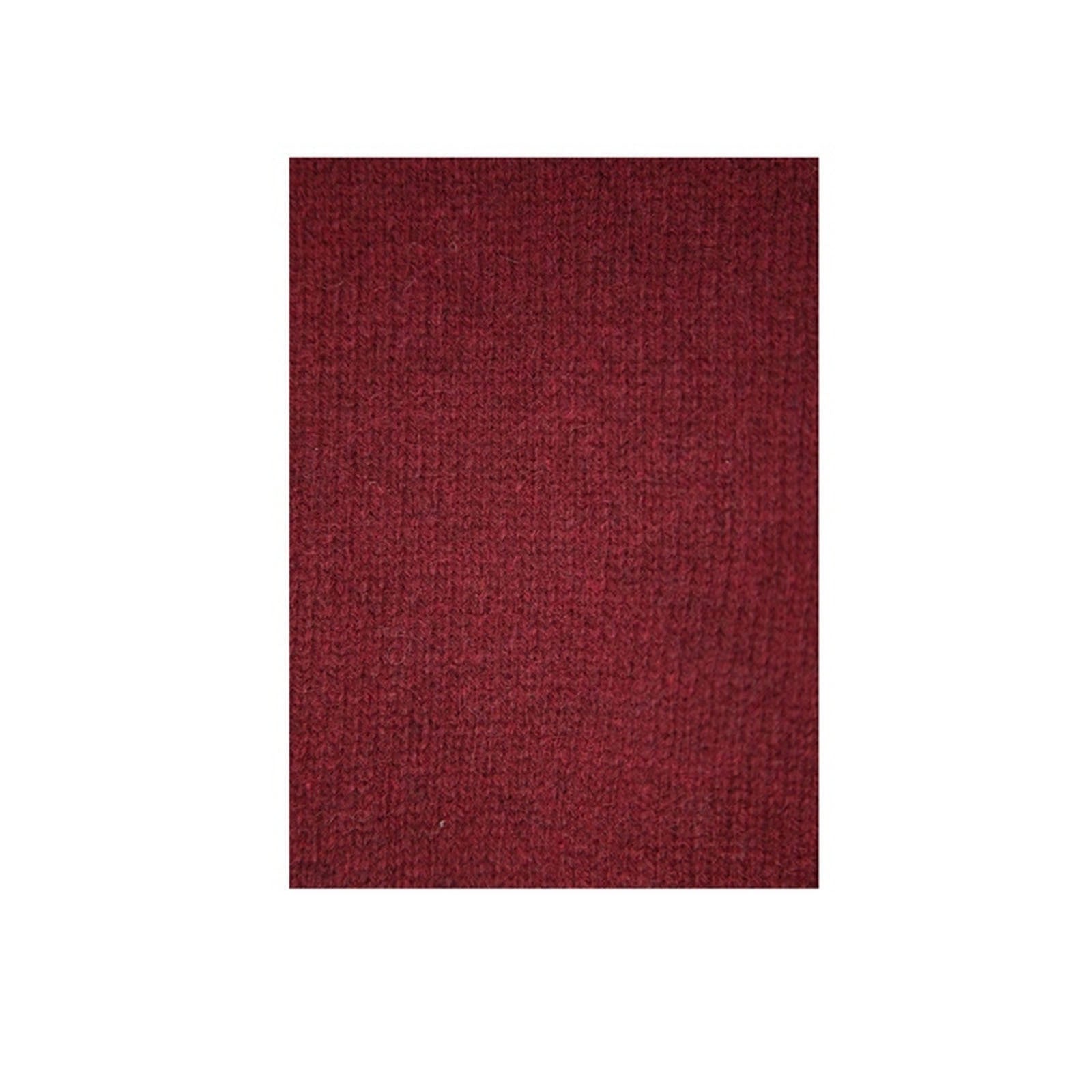 100% Shetland Ragg Wool V Neck Knit Jumper Pullover Mens Sweater Knitted - Burgundy - M